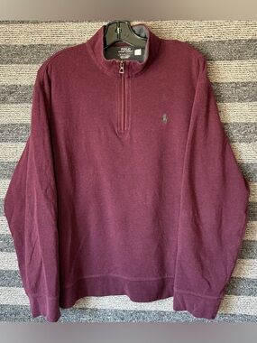 Polo Ralph Lauren Men's Burgundy Half-Zip Sweater Size XL EUC